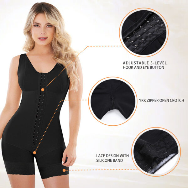 Thick Mesh Crotch Zipper One-Piece Shapewear