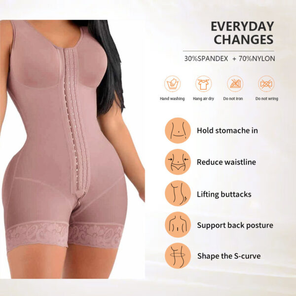 Thick Mesh Crotch Zipper One-Piece Shapewear